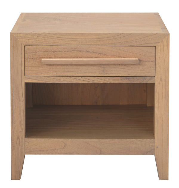  1-Drawer Solid Mindi Bedside Table (Natural)