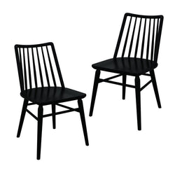 Modern Solid Oak Dining Chair - Set of 2 (Black)