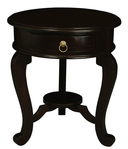 Round Cabriole Leg 1 Drawer Lamp Table (Mahogany)