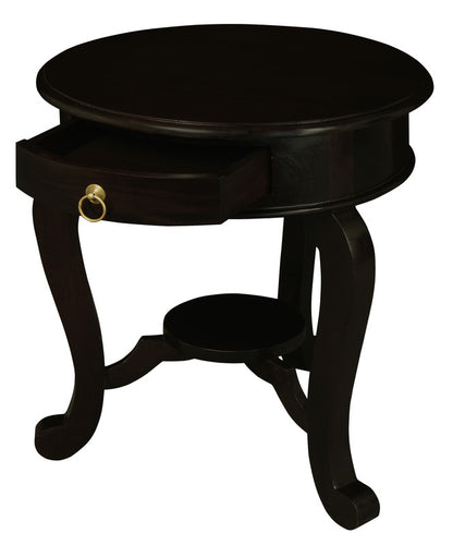 Round Cabriole Leg 1 Drawer Lamp Table (Mahogany)