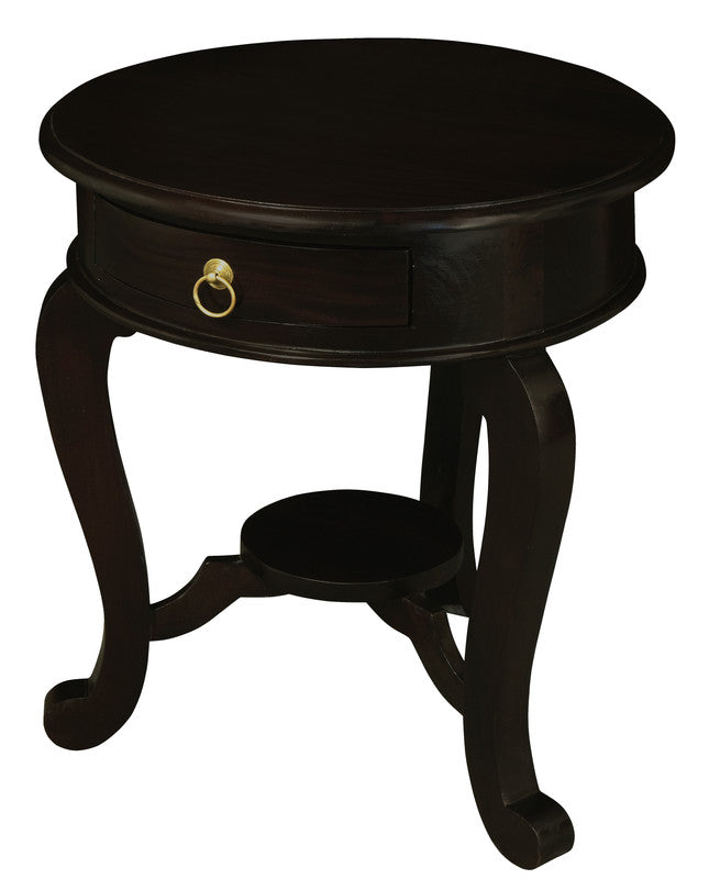 Round Cabriole Leg 1 Drawer Lamp Table (Mahogany)
