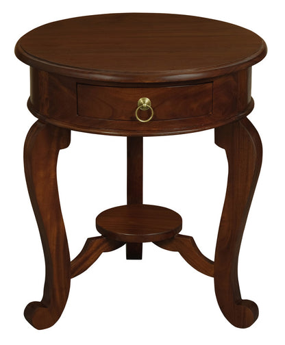 Round Leg 1 Drawer Lamp Table (Chocolate)
