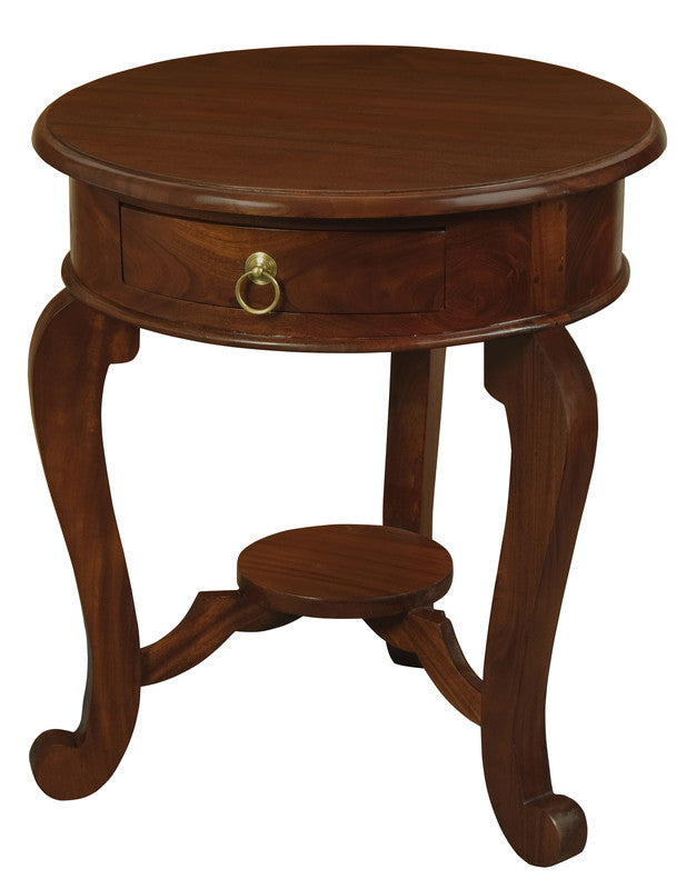 Round Leg 1 Drawer Lamp Table (Chocolate)