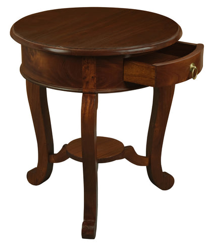 Round Leg 1 Drawer Lamp Table (Chocolate)