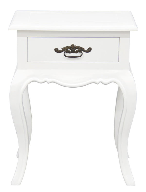  French Provincial 1 Drawer Lamp Table (White)