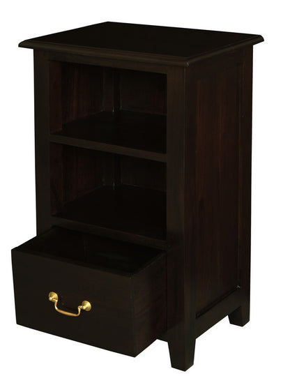 1 Drawer Solid Timber Lamp Table- Chocolate/Mahogany/White