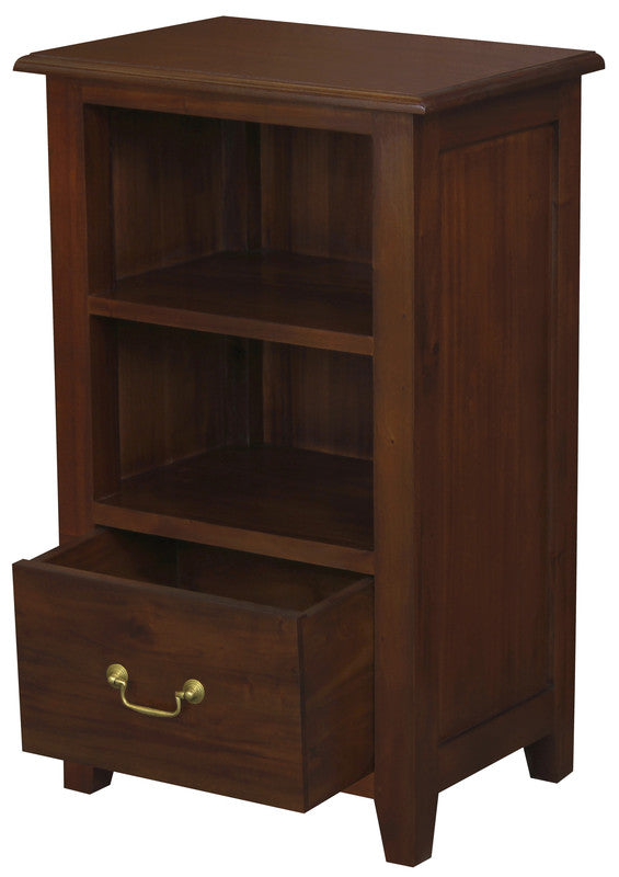 1 Drawer Solid Timber Lamp Table- Chocolate/Mahogany/White