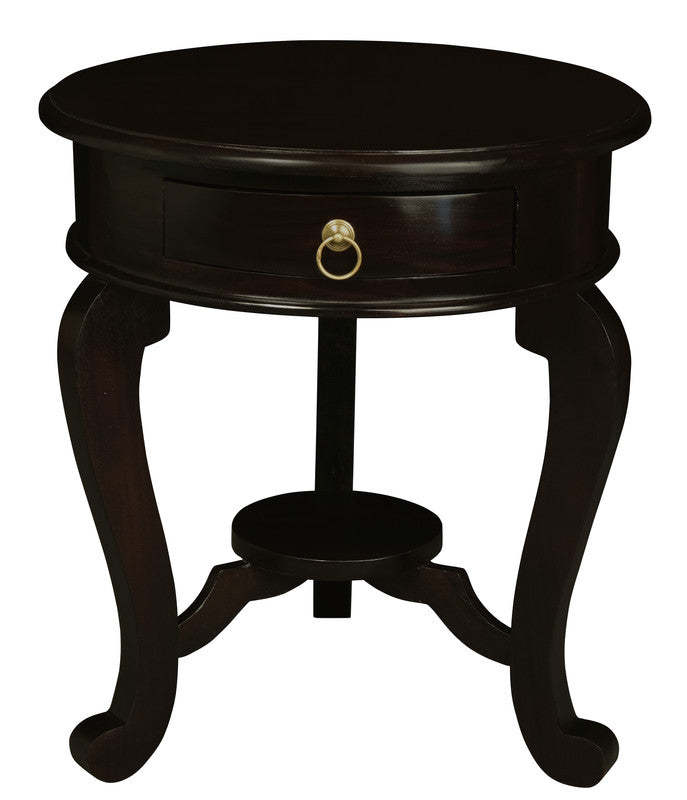 1 Drawer Solid Mahogany Timber Lamp Table (Chocolate)