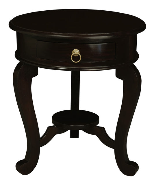 1 Drawer Solid Mahogany Timber Lamp Table (Chocolate)