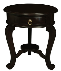 1 Drawer Solid Mahogany Timber Lamp Table (Chocolate)