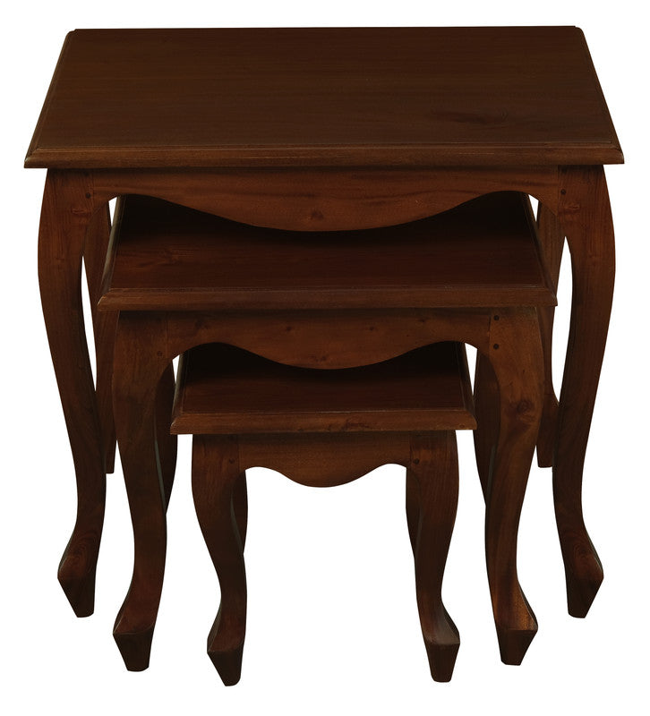 Queen Ann Nest of Table Set of 3 Mahogany/White