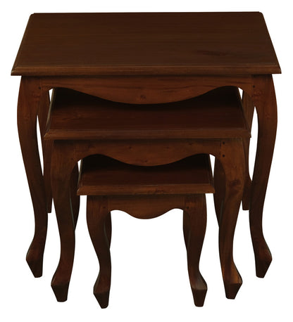 Queen Ann Nest of Table Set of 3 Mahogany/White