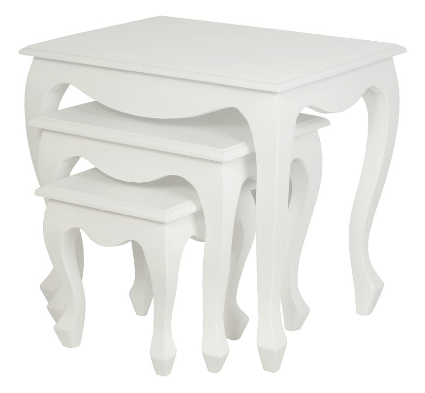 Queen Ann Nest of Table Set of 3 Mahogany/White