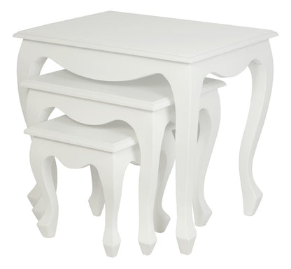 Queen Ann Nest of Table Set of 3 Mahogany/White
