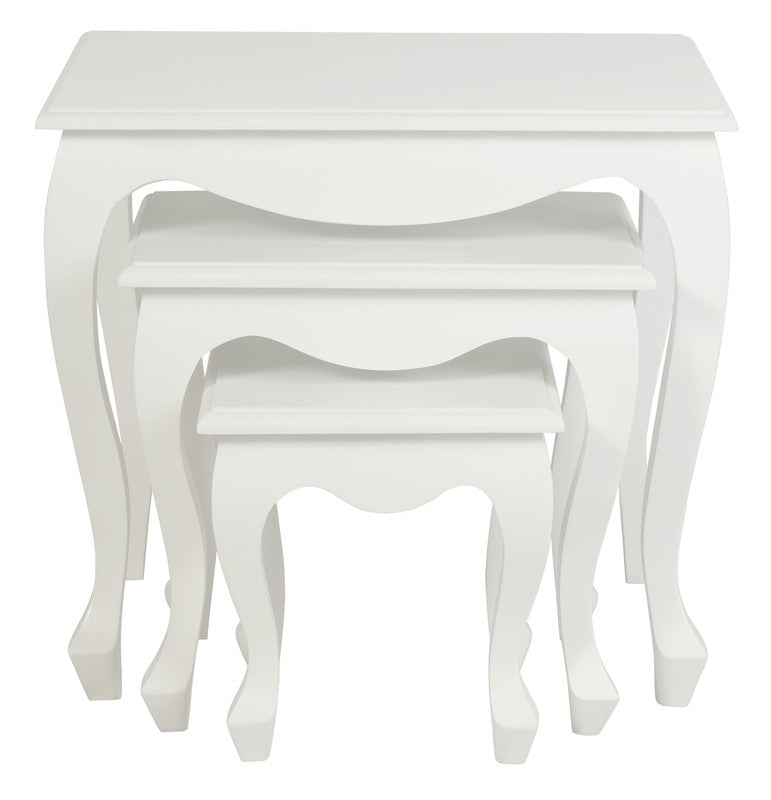 Queen Ann Nest of Table Set of 3 Mahogany/White
