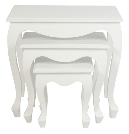 Queen Ann Nest of Table Set of 3 Mahogany/White