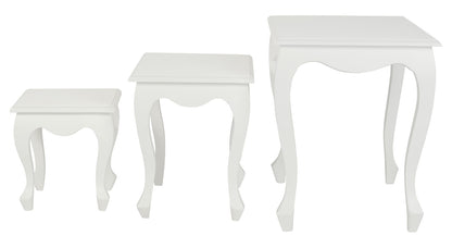 Queen Ann Nest of Table Set of 3 Mahogany/White