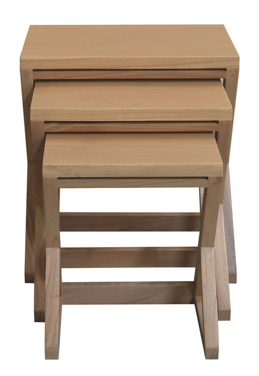 Manhattan Solid Mahogany Timber Nest of Tables - Set of 3 (White)