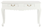 Seine 2 Drawer Carved Sofa Table (White)