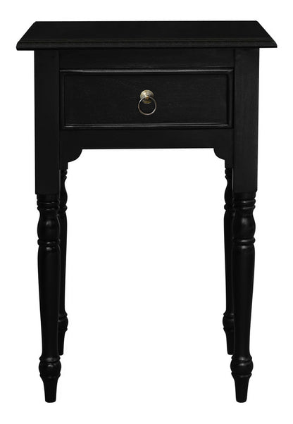 Turn Leg 1 Drawer Side Table  (Black)
