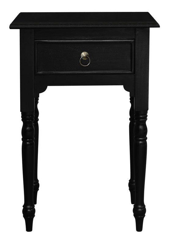  Turn Leg 1 Drawer Side Table  (Black)