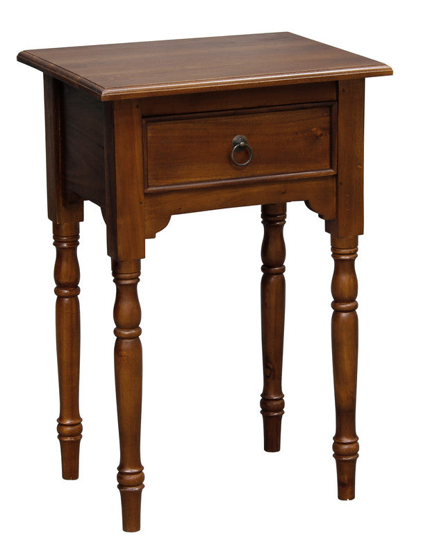 Turn Leg 1 Drawer Side Table  (Black)