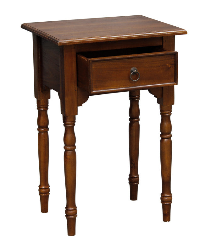 Turn Leg 1 Drawer Side Table  (Black)