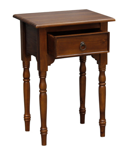 Turn Leg 1 Drawer Side Table  (Black)