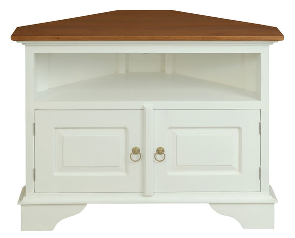  Versatile White & Caramel TV Stand - 2 Door