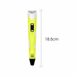 Usb 3D Printing Pen +Lcd Screen +3 Filaments Kid Gift Yellow