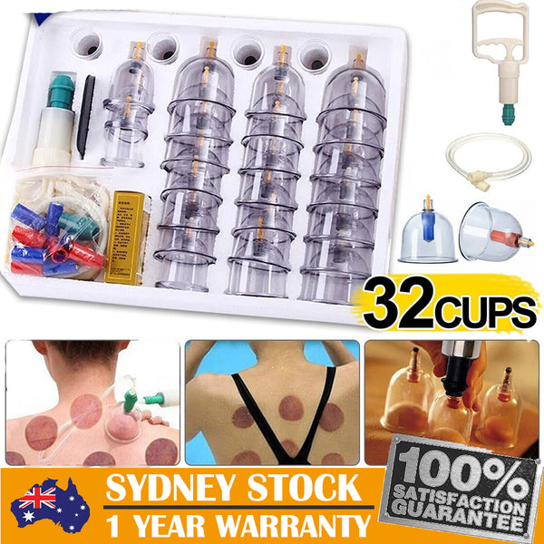  32 Cups Vacuum Cupping Massage Acupuncture Suction Massager