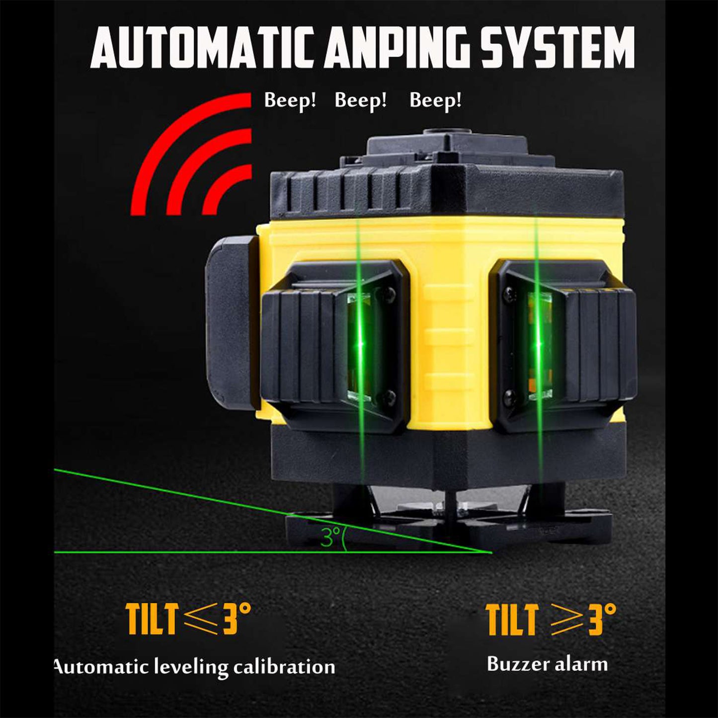 16-Line Green Light Auto-Leveling 360° Rotary Laser Level