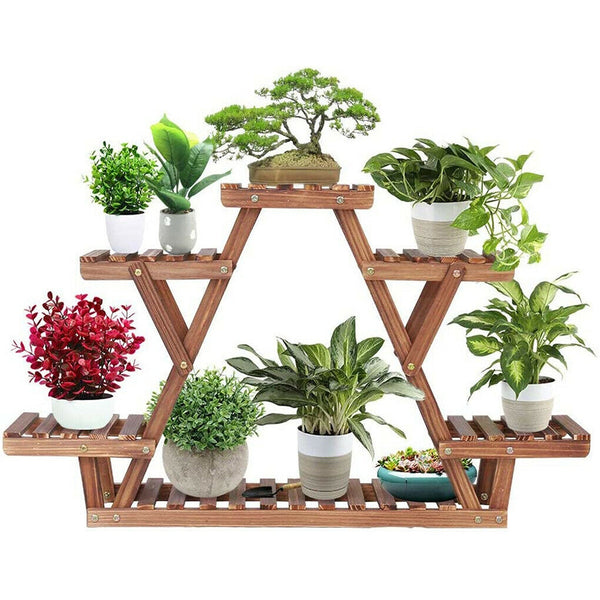  6 Tier Plant Stands Star Flower Shelf Outdoor Indoor Wooden Planter Corner Pots
