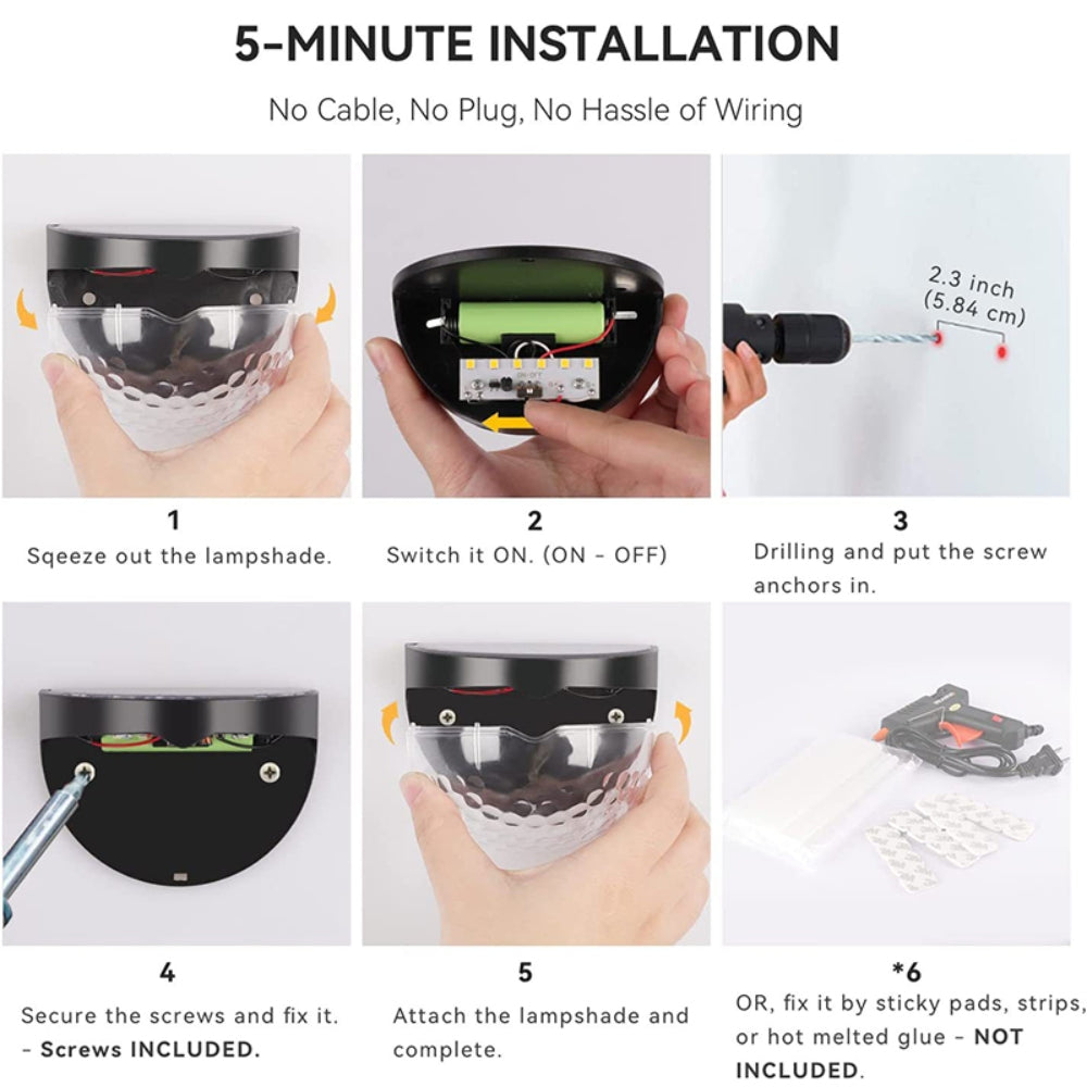 Solar Powered Led Wall Fence Lamp Lights