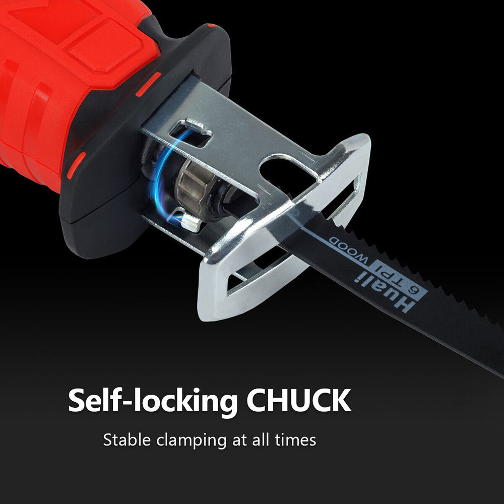 Cordless Electric Reciprocating Saw Cutter (Red, Blades Included)