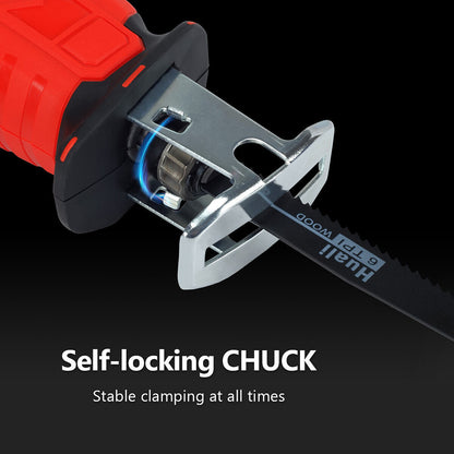 Cordless Electric Reciprocating Saw Cutter (Red, Blades Included)