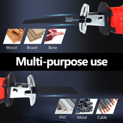 Cordless Electric Reciprocating Saw Cutter (Red, Blades Included)