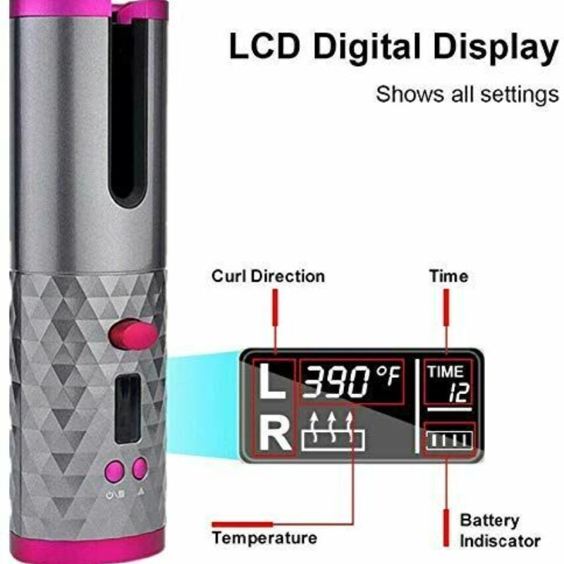 Hair Curler Lcd Cordless Auto Rotating