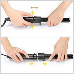 5 in 1 Hair Curler Wand Set Ceramic Styling Curling Iron Roller Barrel LED+Glove