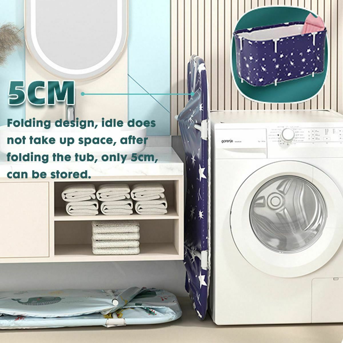 120CM Large Bath Adult Folding Barrel SPA Household Tub Family
