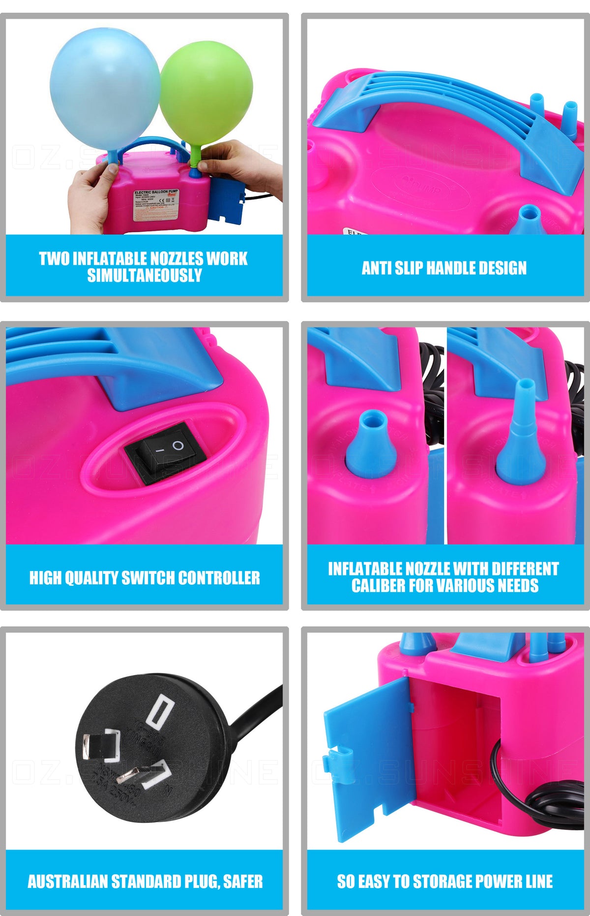 Portable Electric Balloon Air Pump + 80Pcs Balloons Inflator 600W