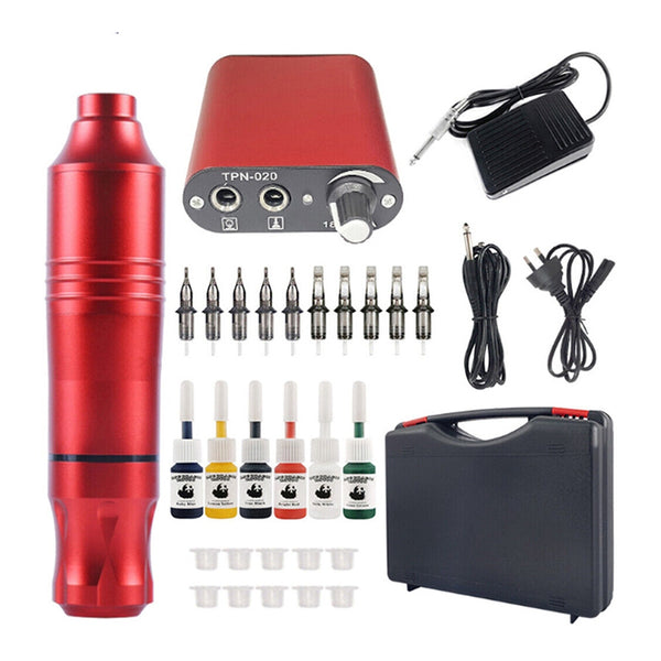  36Pc Tattoo Kit Motor Pen Machine Gun Color Inks Set Red