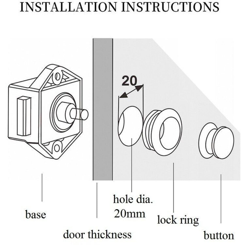 10Pcs Push Button Drawer Cupboard Lock