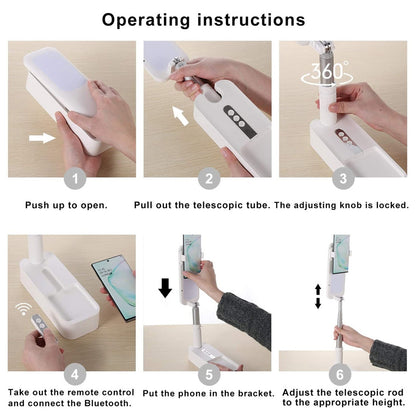 Led Portable Phone Holder Stand Wireless Remote Dimmable Selfie Fill Light Lamp Pink