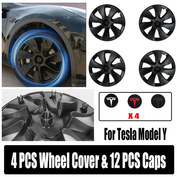  4Pcs 19Inch Black Wheel Cover Caps For Tesla Model Y