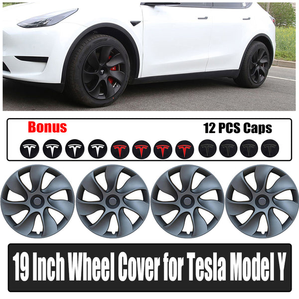  4Pcs 19Inch Gray Wheel Cover Caps For Tesla Model Y
