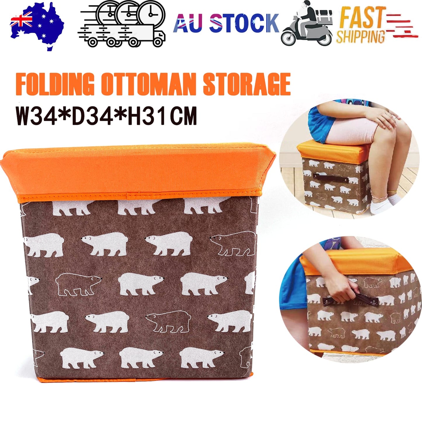 Folding Storage Ottoman Cube