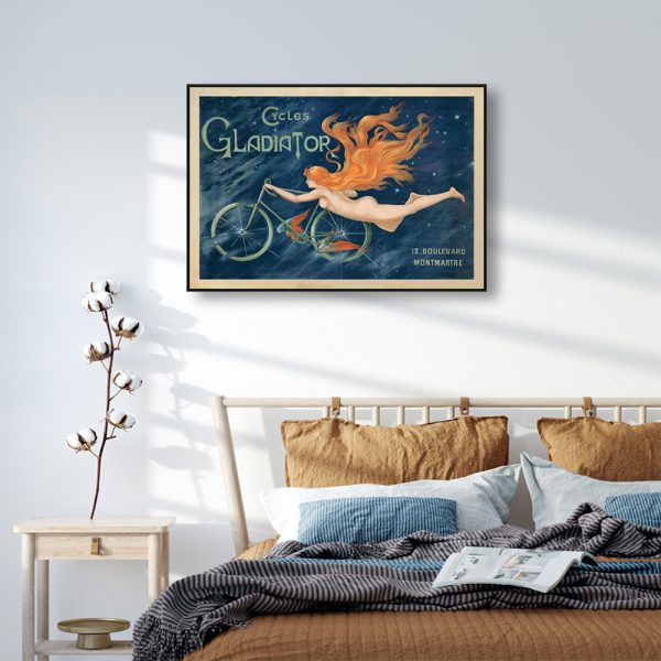 Wall Art 60Cmx90Cm Marchio Art Cycles Gladiator Black Frame Canvas