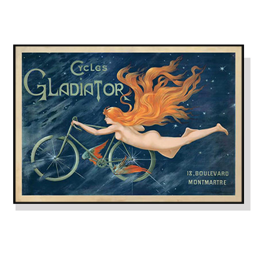 Wall Art 70Cmx100Cm Marchio Art Cycles Gladiator Black Frame Canvas
