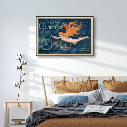 Wall Art 70Cmx100Cm Marchio Art Cycles Gladiator Black Frame Canvas
